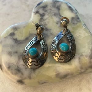 Sterling silver & turquoise pear shaped earrings